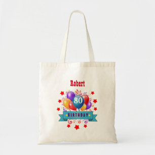 80th Birthday Festive Colourful Balloons C01HZ Tote Bag