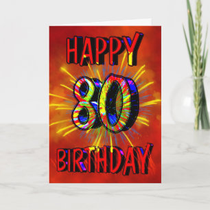 80th Birthday Fireworks Card
