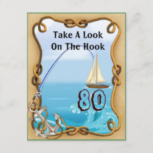80th Birthday Fishing Invitations for MEN