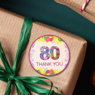 80th Birthday Floral Flowers Elegant 80 Years Pink Classic Round Sticker