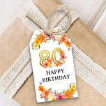 80th Birthday Floral Gold Number 80 To and From Gift Tags<br><div class="desc">80th birthday gift tags with editable Happy Birthday greeting,  to and from sections and gold number 80 decorated with pretty flowers. Feminine and elegant design with watercolor floral arrangements in shades of pink yellow orange and purple. Perfect for all your friends and family 80th birthday gifts.</div>