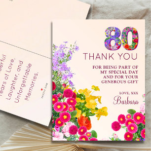 80th birthday floral modern 80 years party announcement postcard