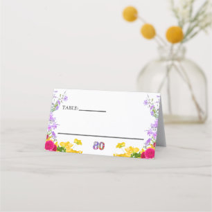 80th birthday floral modern 80 years party elegant place card