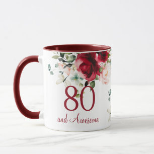 80th Birthday Floral Mug