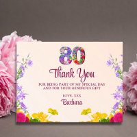 80th birthday floral thanks modern 80 years party