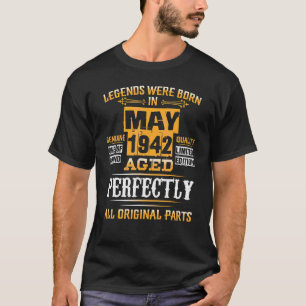 80th Birthday  For Legends Born May 1942 80 Years  T-Shirt