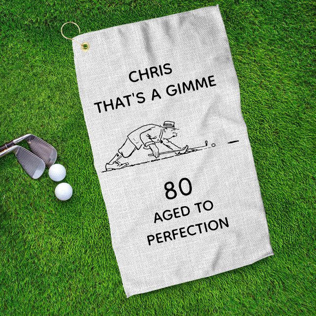 80th Birthday Funny Golfer Personalised Name Golf  Golf Towel (Creator Uploaded)