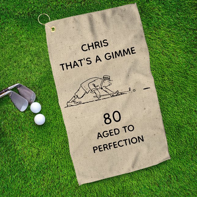 80th Birthday Funny Golfer Personalised Name Golf Towel (Creator Uploaded)