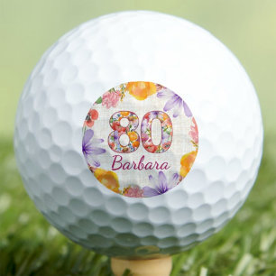 80th Birthday Gift Elegant Floral Custom Golfer Golf Balls