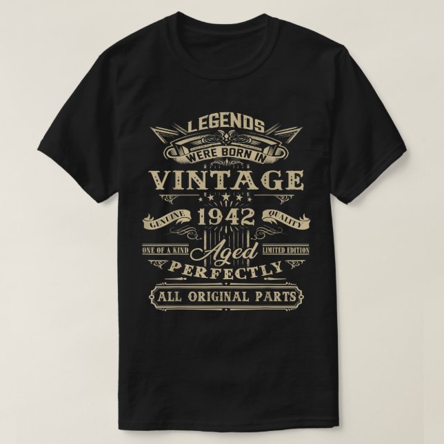 80th Birthday Gift For Legends Born 1942 80 Yrs Ol T-Shirt (Design Front)