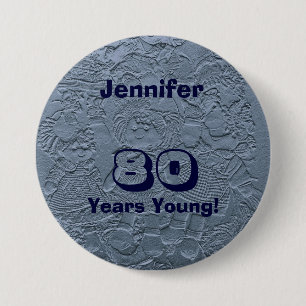 80th Birthday Gift Light Blue Cute Dolls Pin