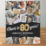80th Birthday Gift Multi Photo Fleece Blanket<br><div class="desc">Modern 80th birthday celebration blanket featuring a stylish black background that can be changed to any colour,  a 20 photo collage template of through the years,  the saying 'cheers to 80 years',  their name,  and the date.</div>
