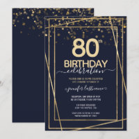 80th Birthday Gold and Blue