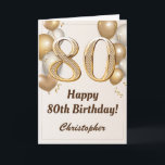 80th Birthday Gold Balloons and Confetti Birthday Card<br><div class="desc">80th Birthday Gold Balloons and Confetti Birthday Card. For further customisation,  please click the "Customise it" button and use our design tool to modify this template.</div>
