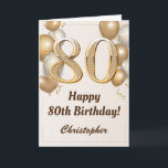 80th Birthday Gold Balloons and Confetti Birthday Card<br><div class="desc">80th Birthday Gold Balloons and Confetti Birthday Card. For further customisation,  please click the "Customise it" button and use our design tool to modify this template.</div>