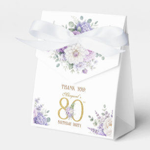 80th Birthday Gold Dusty Purple Floral Favour Box