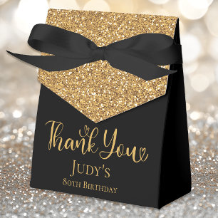 80th Birthday Gold Glitter Thank You Favour Box