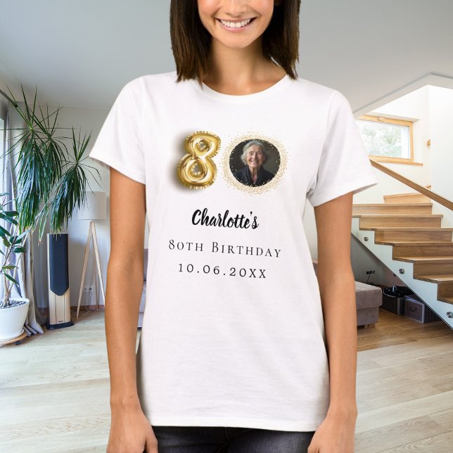 80th birthday gold photo T-Shirt (Creator Uploaded)