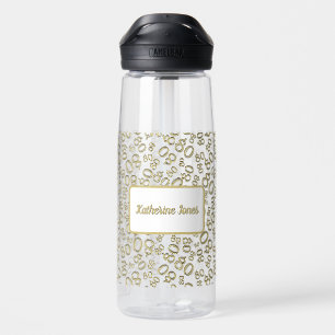 80th Birthday Gold & White Random Number Pattern Water Bottle