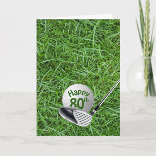 80th Birthday Golf Ball on Grass Card
