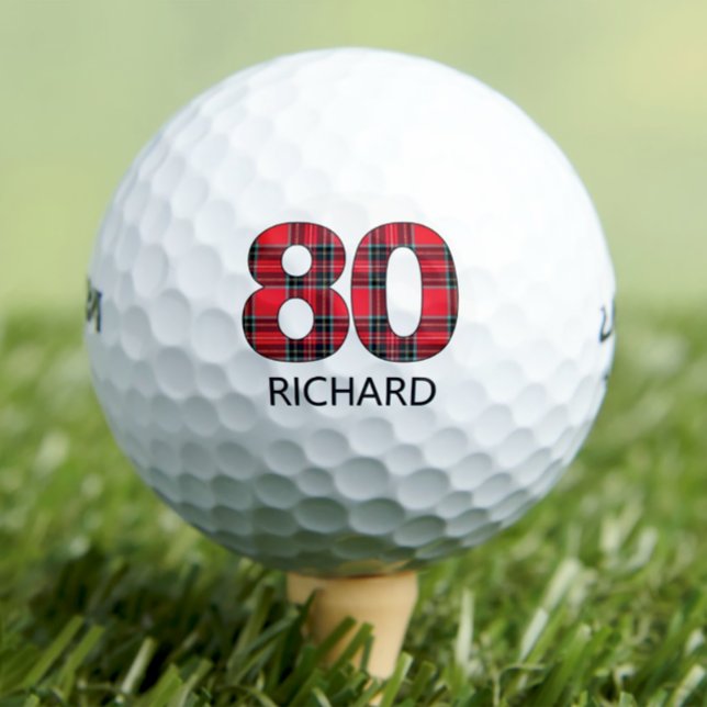 80th birthday golf balls 80 years golf plaid gift (Creator Uploaded)