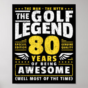 80th Birthday Golf Player 80 Years Old Golfer Poster