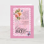 80th birthday greeting card - roses and butterfly<br><div class="desc">80th birthday greeting card - roses and butterflies 80th</div>