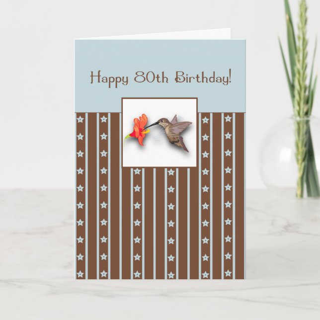 80th Birthday Hummingbird Card (Front)