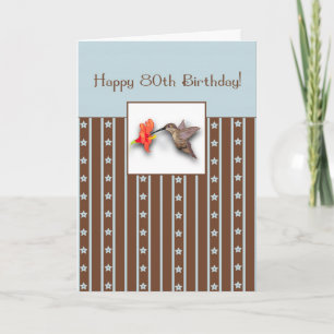 80th Birthday Hummingbird Card