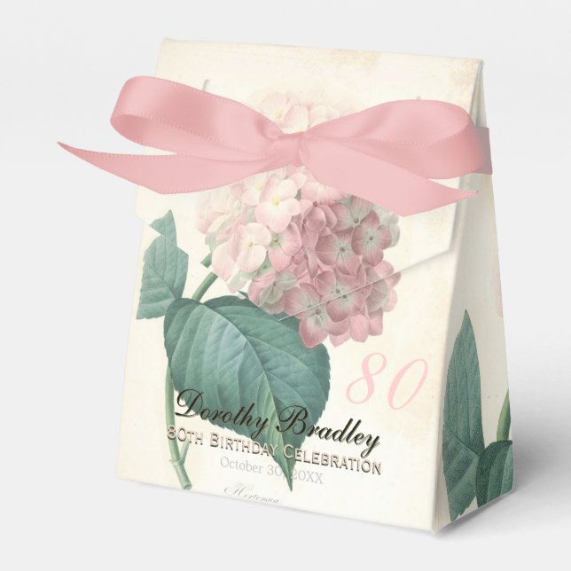 80th Birthday Hydrangea Custom Thank You Favour Bo Box (Front Side)