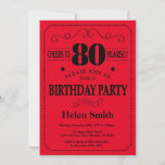 80th Birthday Invitation Black and Red<br><div class="desc">80th Birthday Invitation Black and Red Typography. Black and Red Background. Adult Birthday. Male Men or Women Birthday. Kids Boy or Girl Lady Teen Teenage Bday Invite. 13th 15th 16th 18th 20th 21st 30th 40th 50th 60th 70th 80th 90th 100th. Any Age. For further customisation, please click the "Customise it"...</div>