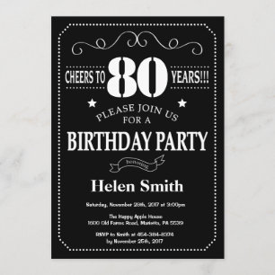 80th Birthday Invitation Chalkboard