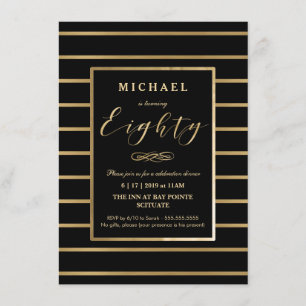 80th Birthday Invitation - Gold, Elegant Masculine