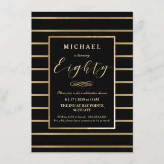 80th Birthday Invitation - Gold, Elegant Masculine