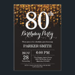 80th Birthday Invitation Gold Glitter<br><div class="desc">80th Birthday Invitation with Gold String Lights with Gold Glitter Background. Gold Birthday. Adult Birthday. Men or Women Bday Invite. 13th 15th 16th 18th 20th 21st 30th 40th 50th 60th 70th 80th 90th 100th, Any age. For further customisation, please click the "Customise it" button and use our design tool to...</div>
