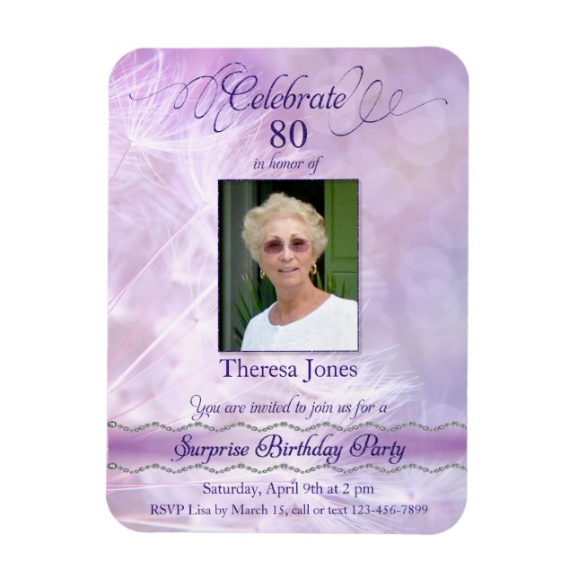 80th Birthday Invitation Photo Magnets (Vertical)