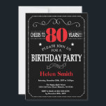 80th Birthday Invitation Red and Black Chalkboard<br><div class="desc">80th Birthday Invitation Red and Black Typography. Chalkboard. Black and White Background. Adult Birthday. Male Men or Women Birthday. Kids Boy or Girl Lady Teen Teenage Bday Invite. 13th 15th 16th 18th 20th 21st 30th 40th 50th 60th 70th 80th 90th 100th. Any Age. For further customisation, please click the "Customise...</div>