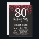 80th Birthday Invitation Red Glitter<br><div class="desc">80th Birthday Invitation with Red String Lights with Red Glitter Background. Red Birthday. Adult Birthday. Men or Women Bday Invite. 13th 15th 16th 18th 20th 21st 30th 40th 50th 60th 70th 80th 90th 100th, Any age. For further customisation, please click the "Customise it" button and use our design tool to...</div>