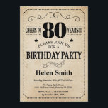 80th Birthday Invitation Rustic Vintage Retro<br><div class="desc">80th Birthday Invitation. Typography. Cheers to 80 years. Adult Birthday. Rustic Vintage Retro. Background. Male Men or Women Birthday. Kids Boy or Girl Lady Teen Teenage Bday Invite. 13th 15th 16th 18th 20th 21st 30th 40th 50th 60th 70th 80th 90th 100th. Any Age. For further customisation, please click the "Customise...</div>