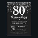 80th Birthday Invitation Silver Glitter<br><div class="desc">80th Birthday Invitation with Silver String Lights with Silver Glitter Background. Silver Birthday. Adult Birthday. Men or Women Bday Invite. 13th 15th 16th 18th 20th 21st 30th 40th 50th 60th 70th 80th 90th 100th, Any age. For further customisation, please click the "Customise it" button and use our design tool to...</div>