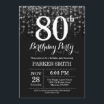 80th Birthday Invitation Silver Glitter<br><div class="desc">80th Birthday Invitation with Silver String Lights with Silver Glitter Background. Silver Birthday. Adult Birthday. Men or Women Bday Invite. 13th 15th 16th 18th 20th 21st 30th 40th 50th 60th 70th 80th 90th 100th, Any age. For further customisation, please click the "Customise it" button and use our design tool to...</div>