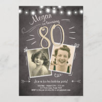 80th Birthday Invitation Vintage Eighty Birthday