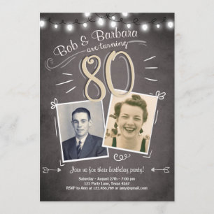 80th Birthday Invitation Vintage Twins birthday ct