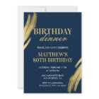 80th birthday invitations Birthday dinner Men Navy