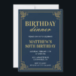 80th birthday invitations Birthday dinner Men navy<br><div class="desc">80th birthday invitations Birthday dinner Men elegant chic navy</div>