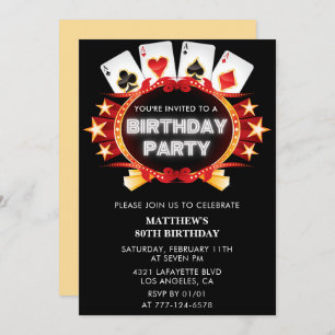 80th birthday invitations Men Casino Vegas