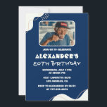 80th birthday invitations Men Photo Simple Navy<br><div class="desc">80th birthday invitations Men Photo Simple navy Blue</div>