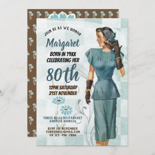 80th Birthday Invites Vintage Retro Art Deco 3