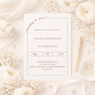 80th birthday ivory simple modern invitation