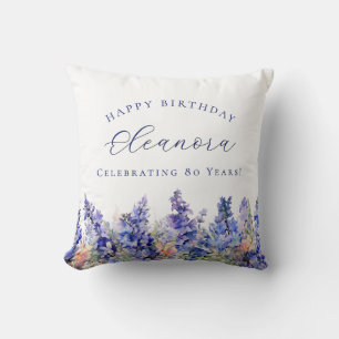 80th Birthday July Birth Flower Gift Custom Cushion
